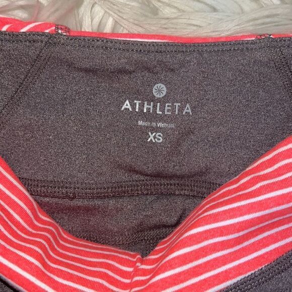 Athleta Balance Stripe Capri Cropped Leggings Gray Orange Sz XS X-Small - Picture 4 of 8